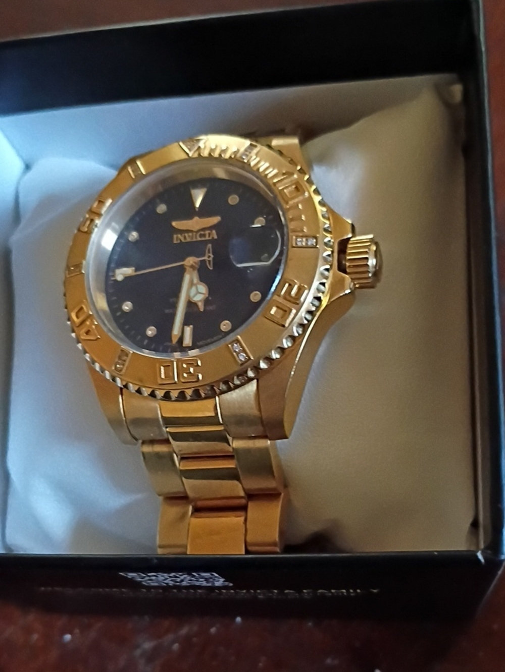 Invicta Gold and Black Classic Diver-Style Watch